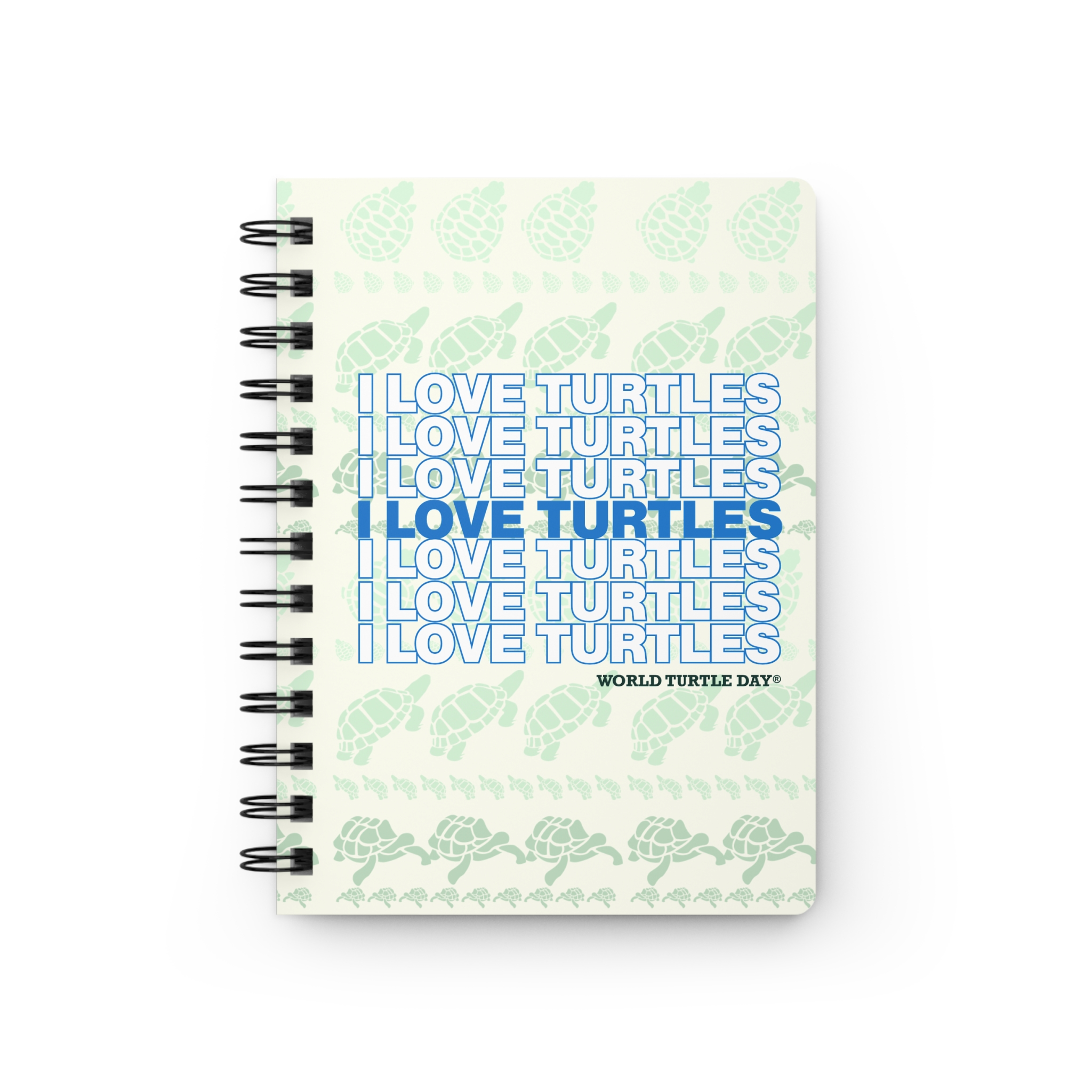 I Love Turtles Spiral Notebook - Blue